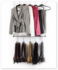 Hanging Boot Rack Closet Doubler (Closet Rod Hanger with 6 Silver Boot Hangers)