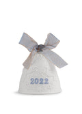 LLADR   Christmas Bell Year 2022 Blue. Decorative Ornament in Matte Porcelain with Blue Details. Porcelain Christmas Bell