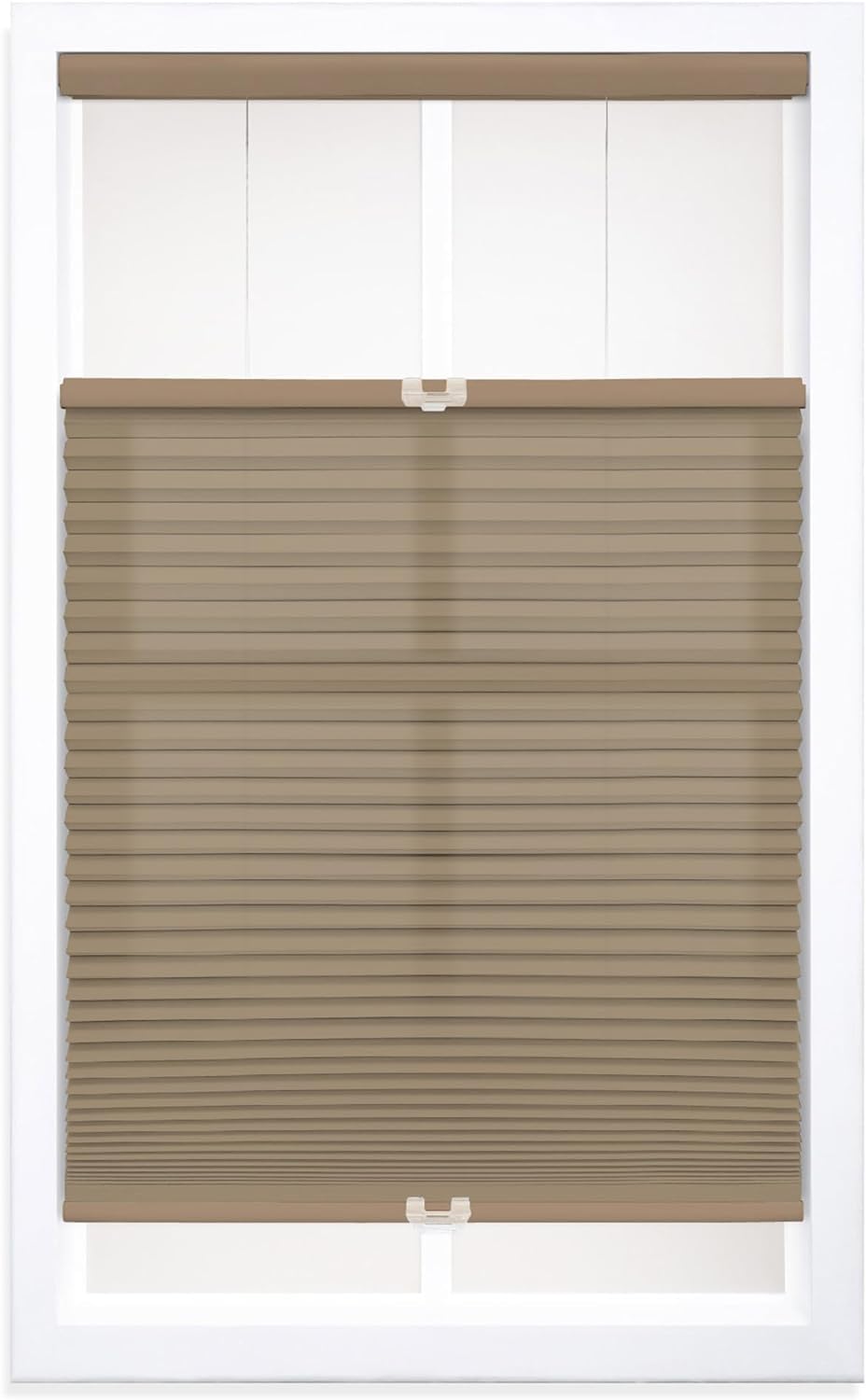 DEZ FURNISHINGS Cordless 1.5 Light Filtering Top Down Bottom Up Cellular Shade, 39.5 W x 54 H, Latte