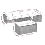 vidaXL 7 Piece Patio Lounge Set - Stylish and Durable Outdoor Furniture with Cushions, Black Poly Rattan Design, Ideal for Garden