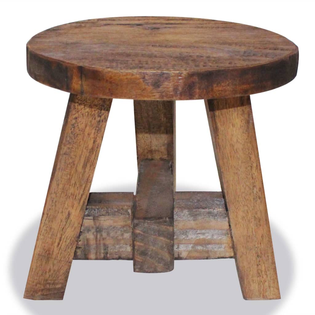 vidaXL Solid Reclaimed Wood Stool - Handcrafted, Compact & Portable Home Accessory Featuring Farmhouse Style and Vintage Look