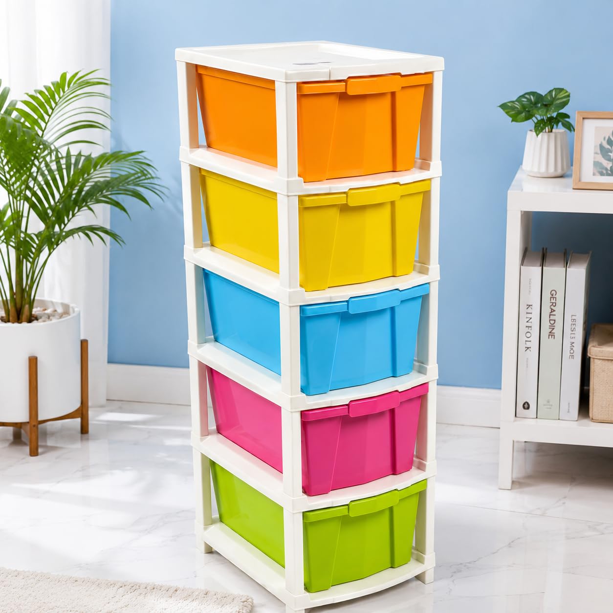 Organisers Storage Box  5Xl Drawer Home And Room Plastic Drawers Storage, Multicolor, Storage Organizer Cabinet  Ideal Home S