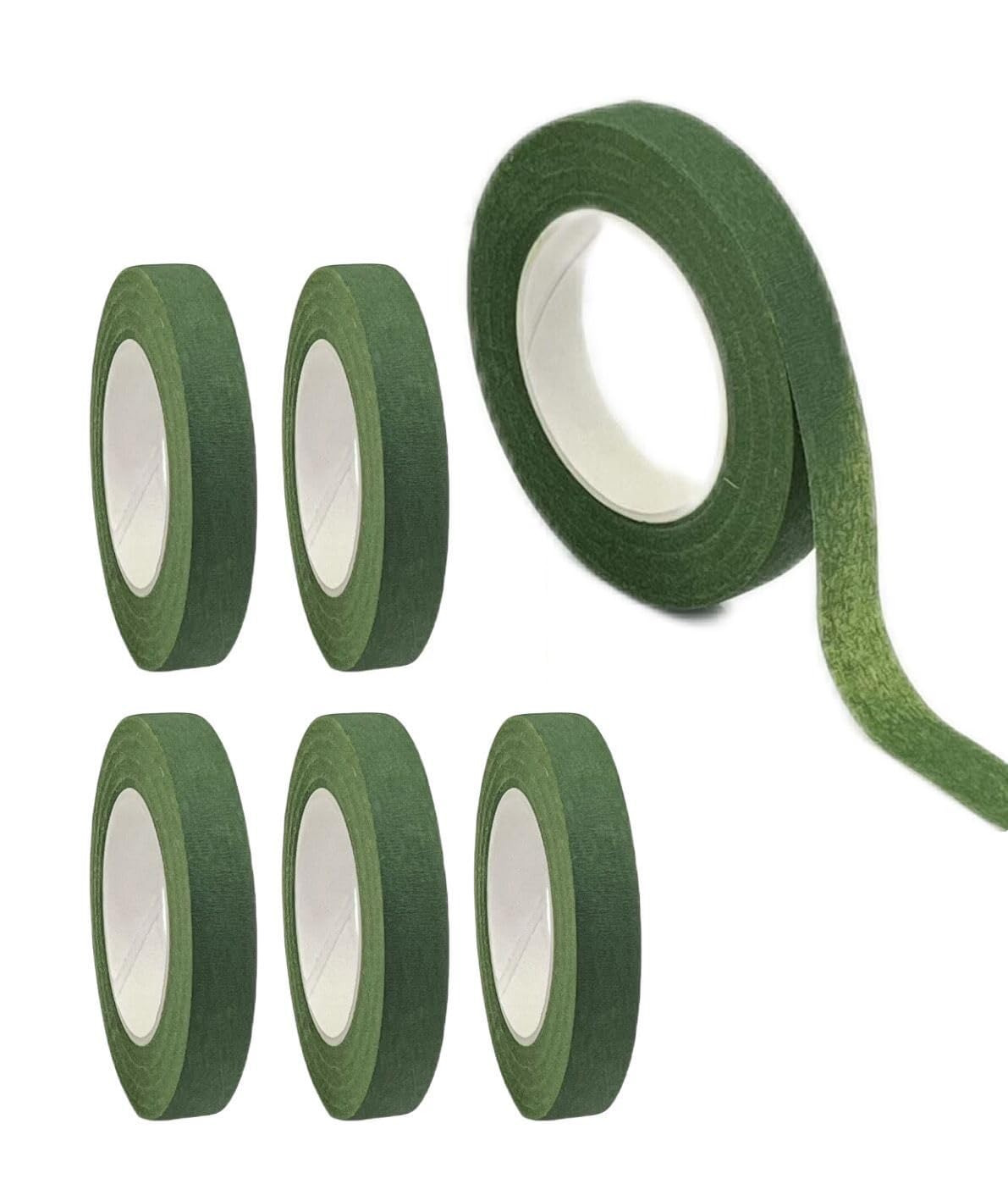 Tiamall Floral Tape 1/2' Wide Flower Tape For Bouquets Floral Arranging Bouquet Stem Wrap Flower Crafts (6, Green)