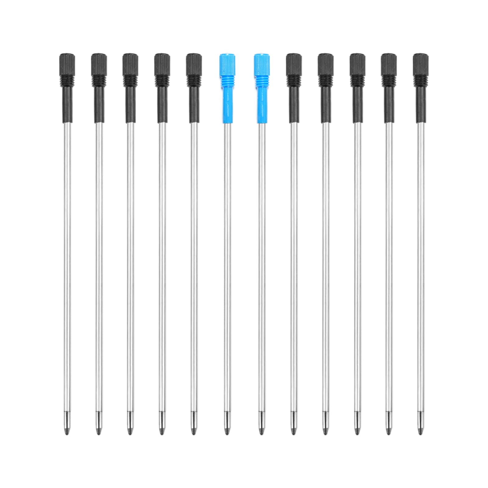 Black Ink Refills 4.5Inch Replaceable Ballpoint Pens Refills, 1Mm Medium Point Metal Pen Refill (10Black+2Blue Refill)