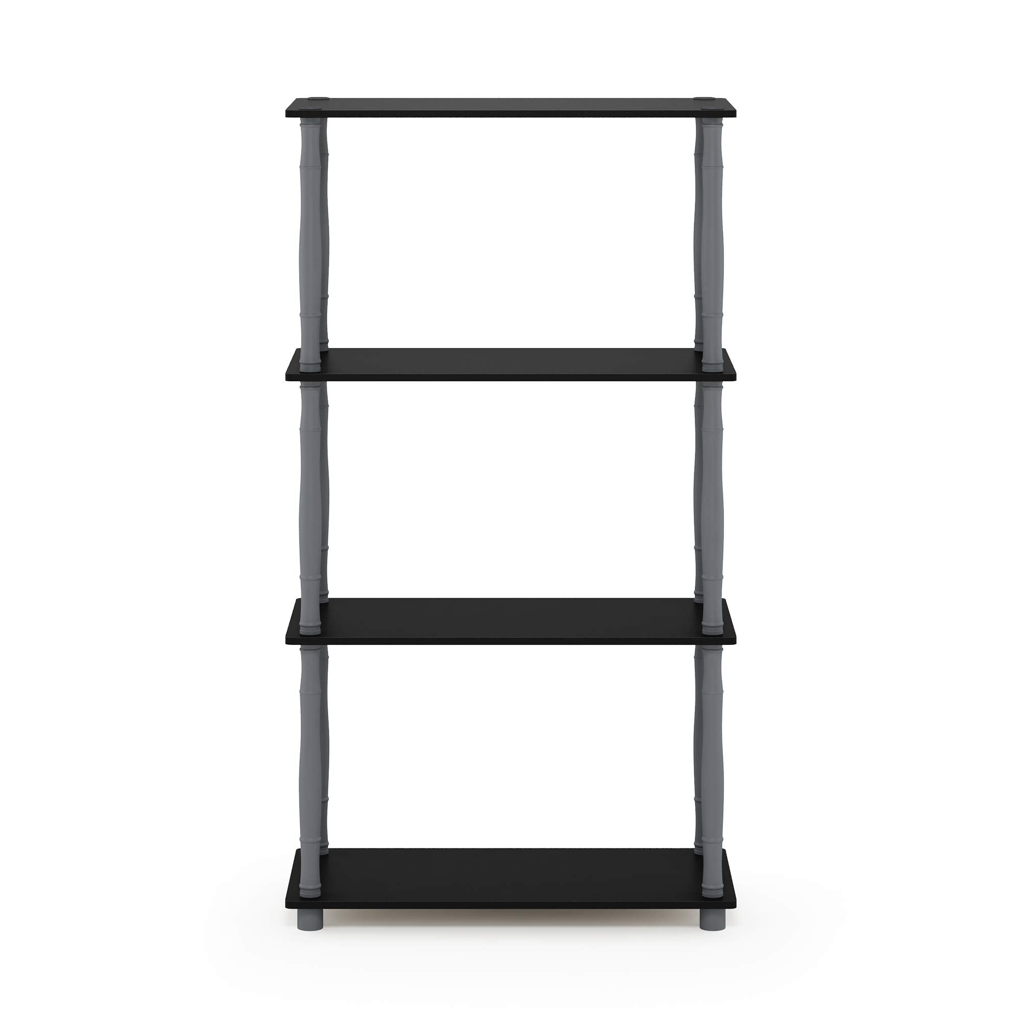 Furinno Turn-N-Tube 4-Tier Multipurpose Shelf Display Rack, Classic Tubes, Black/Grey