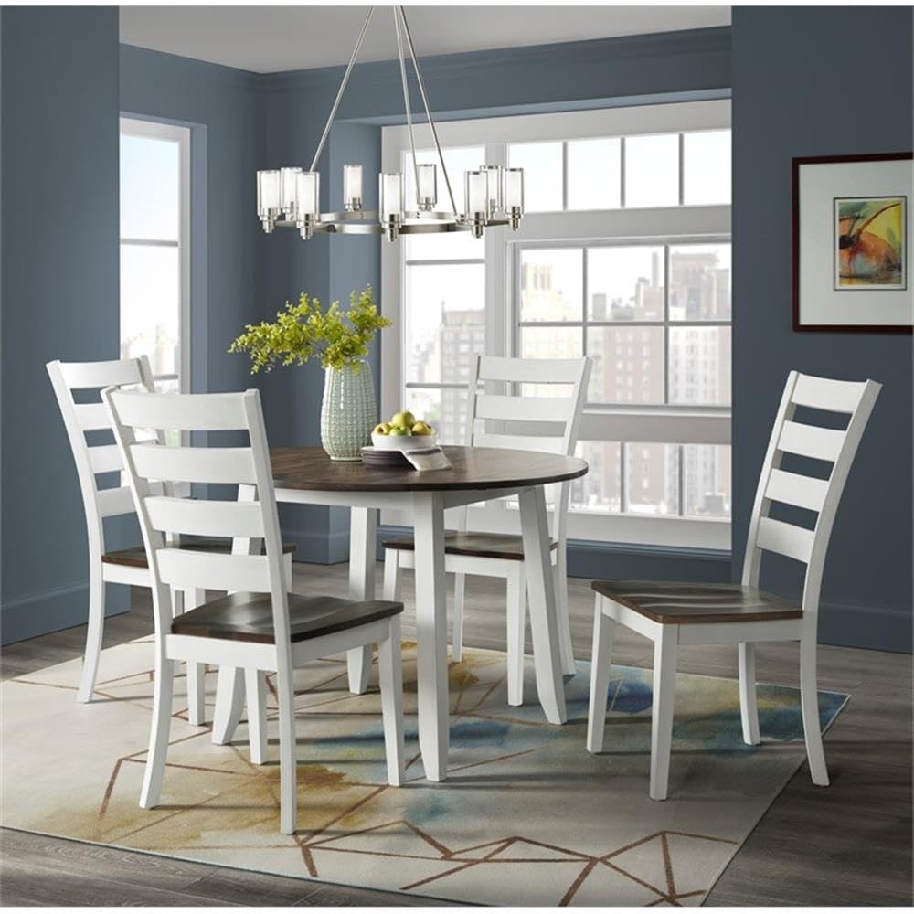 Intercon Kona Ladder Back Side Wood, Set of 2, Gray and White Dining Chair