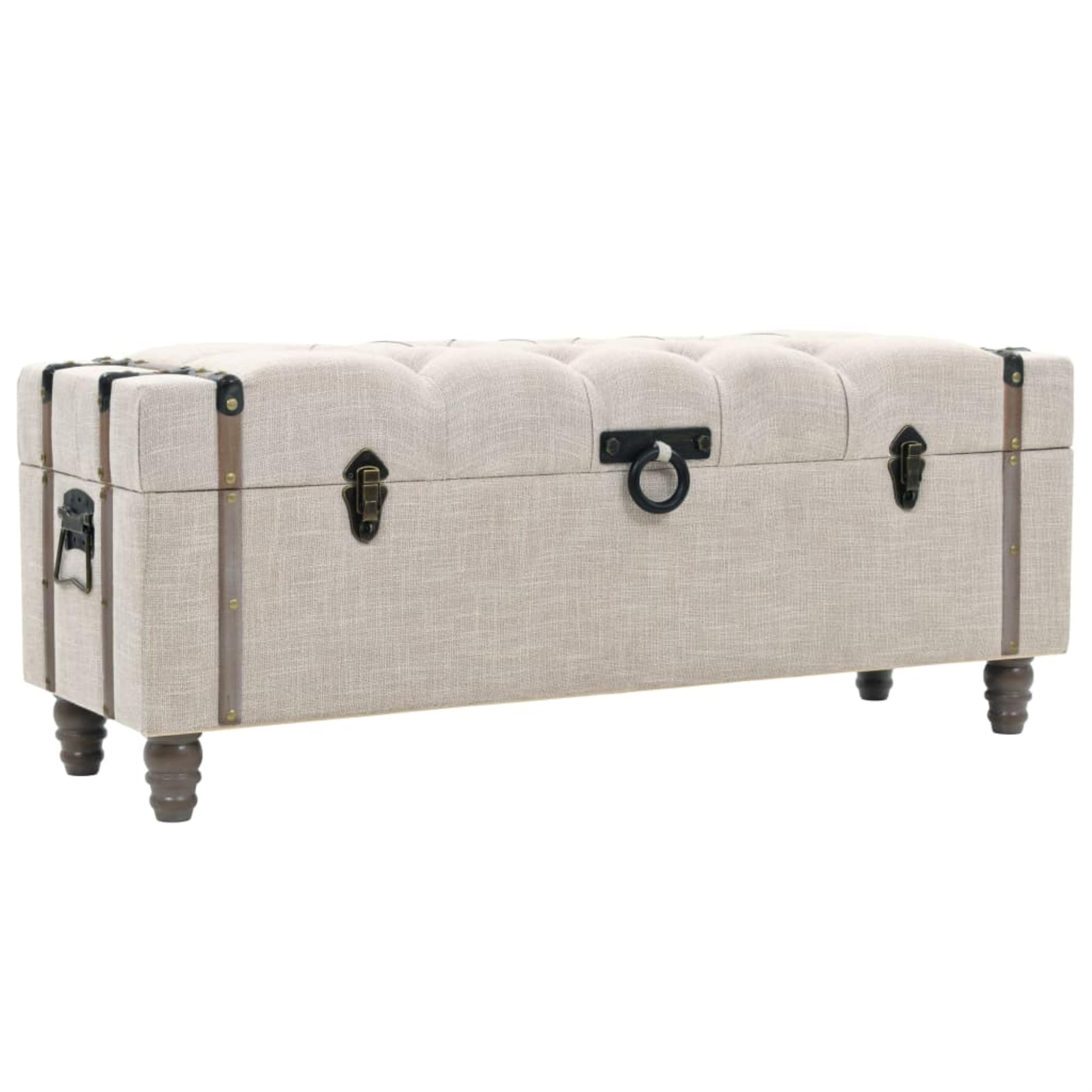 vidaXL Storage Benches 3 pcs Cream Solid Wood Fir&Fabric