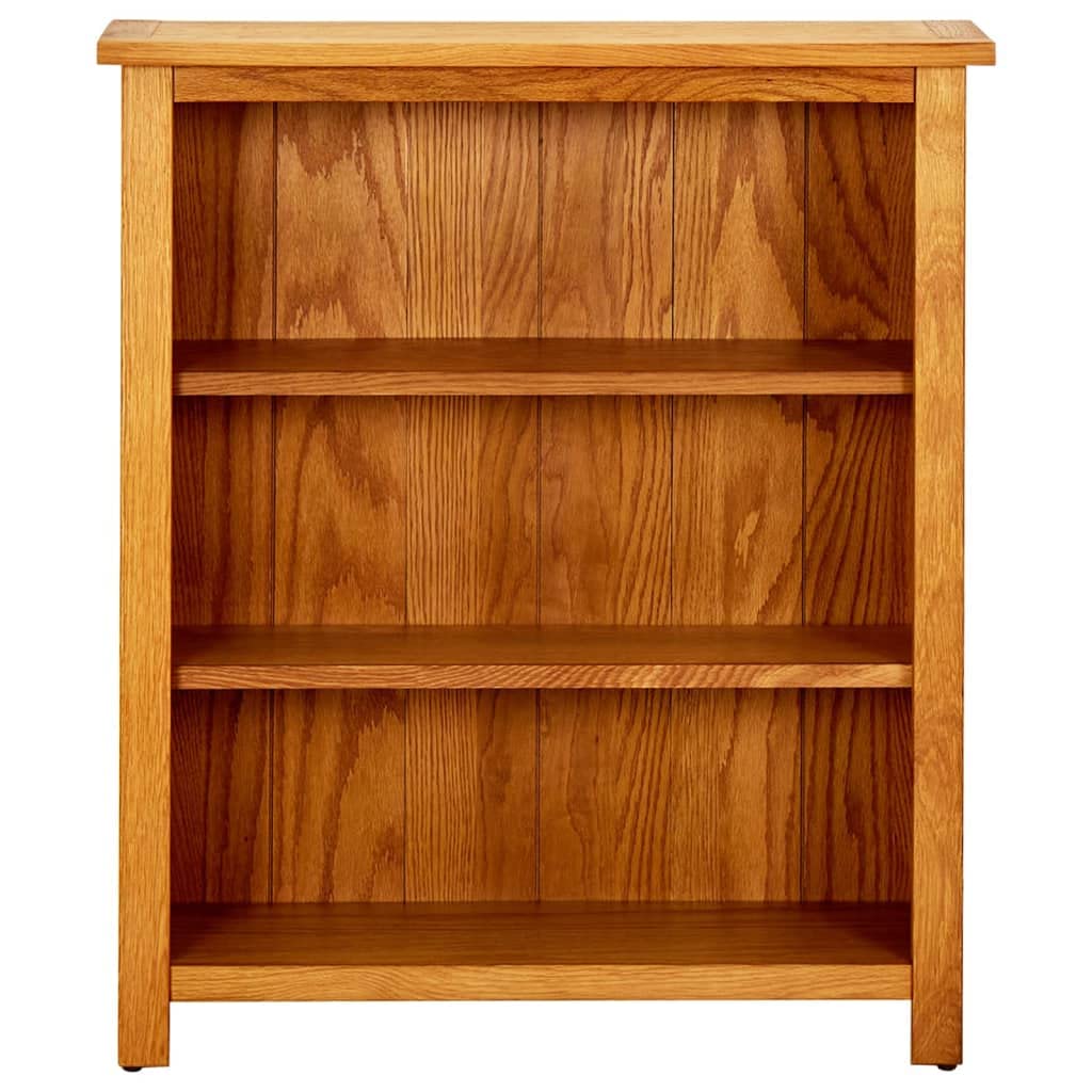 vidaXL Bookcase, Freestanding, 3-Shelf, Brown, Solid Oak Wood and MDF, Farmhouse-Style, Rustic Charm, 17.7"x8.9"x32.3"