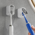 Qxore Wall Toothbrush Holder with Dustproof Cover & Clear Window, SelfAdhesive Vertical Toothbrush Storage, Quick Dry, Removabl