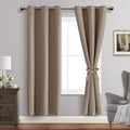 Jiuzhen Taupe Blackout Curtains With Tiebacks - Thermal Insulated, Light Blocking And Noise Reducing Grommet Curtains For Bedroom And Living Room, Set Of 2 Window Curtain Panels, 42 X 72 Inch Length