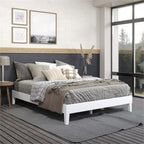 Steve Silver Furniture Nix Queen Platform Bed, 6.5-Inch Under Bed Clearance, Farmhouse, Contemporary, Mid-Century, Modern, Solid Pine Wood, Bedroom, 82.01" L x 62.48" W x 12.24" H, White