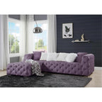 Acme Qokmis Tufted Upholstered Sectional Sofa with 6 Pillows in Purple Velvet