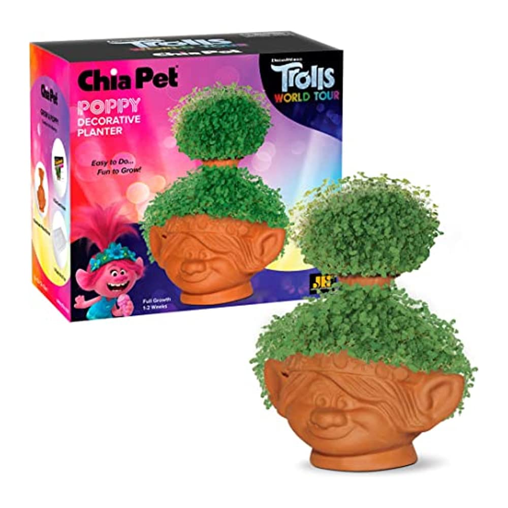 Chia Pet Planter - Flower Plant Seed Trolls World Tour- Poppy Garden Indoor Pots