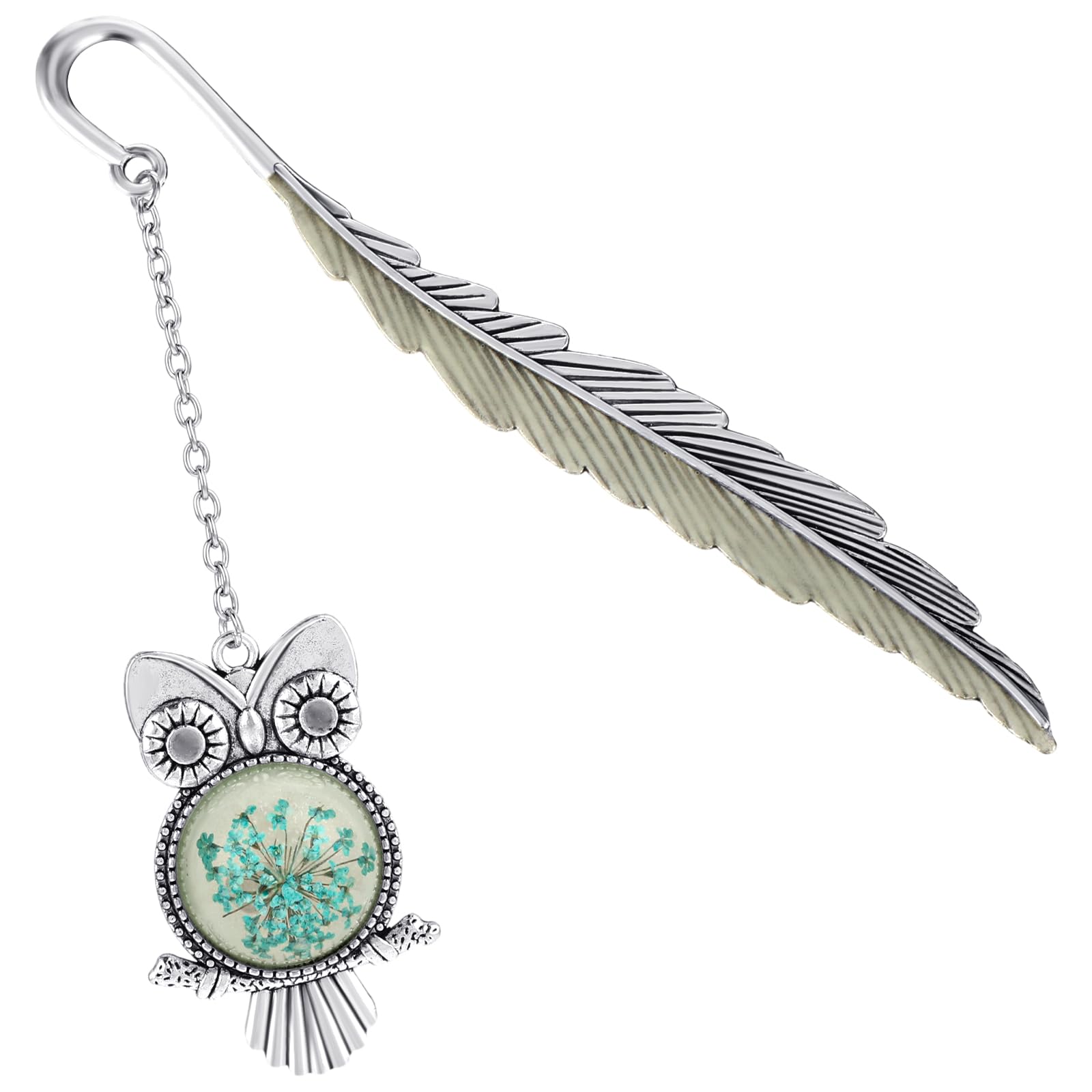 Jeffdad Feather Owl Metal Bookmark, Glow In The Dark Butterfly Bookmark, Fantasy Luminous Bookmark Gifts For Women Girls, Cool B