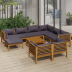 vidaXL Solid Acacia Wood Patio Lounge Set 10 Piece with Cushion Outdoor Garden Terrace Wooden Modular Sofa Seating Seat Sitting Chair Furniture