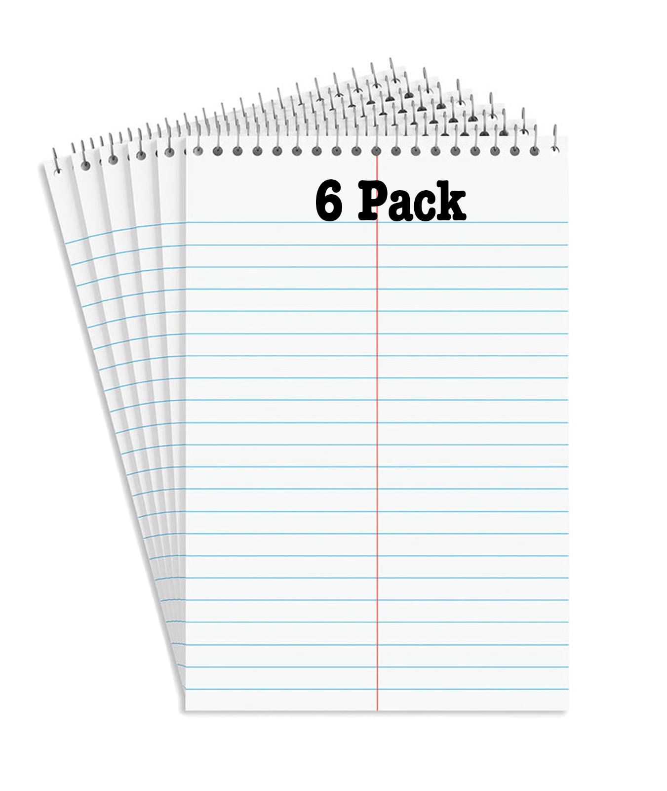 Steno Pads Notebooks, Top Bound Spiral Steno Book -Stenos Note Pads Gregg Ruled, White, 80 Sheets Per Steno Notepad - 6 X 9 Inch