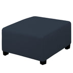 Easy-Going Stretch Square Ottoman Cover Folding Storage Stool Furniture Protector Soft Rectangle Slipcover With Elastic Bottom (30X30X15Inch, Dark Blue)