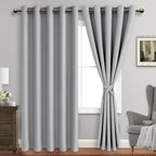 Jiuzhen Silver Grey Blackout Curtains With Tiebacks Thermal Insulated, Light Blocking And Noise Reducing Grommet Curtains For And Living Room, Set Of 2 Window Curtain Panels, 60 X 96 Inch Length