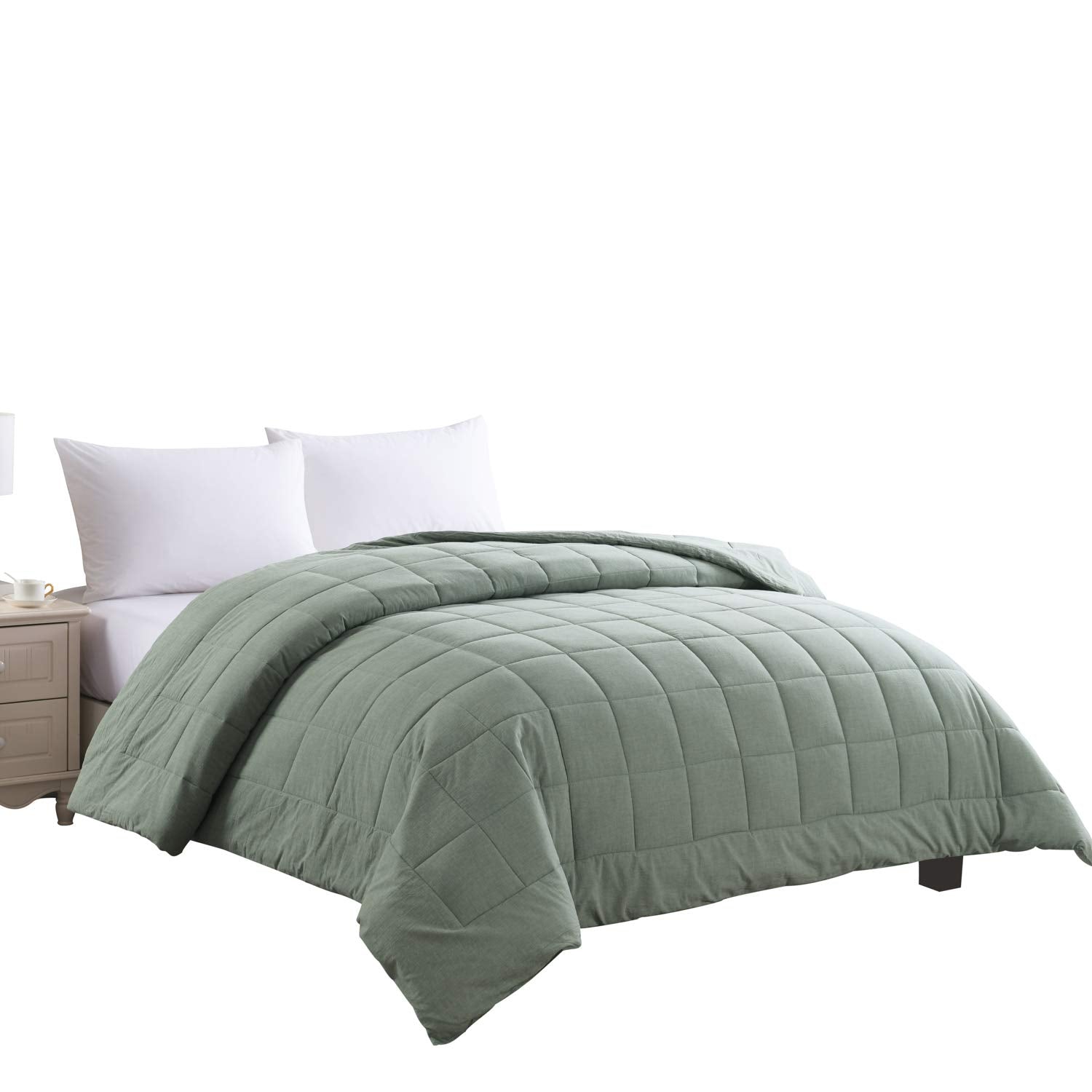 Cotton Loft Messy Washed Cotton Bed Blanket, Full/Queen, Green