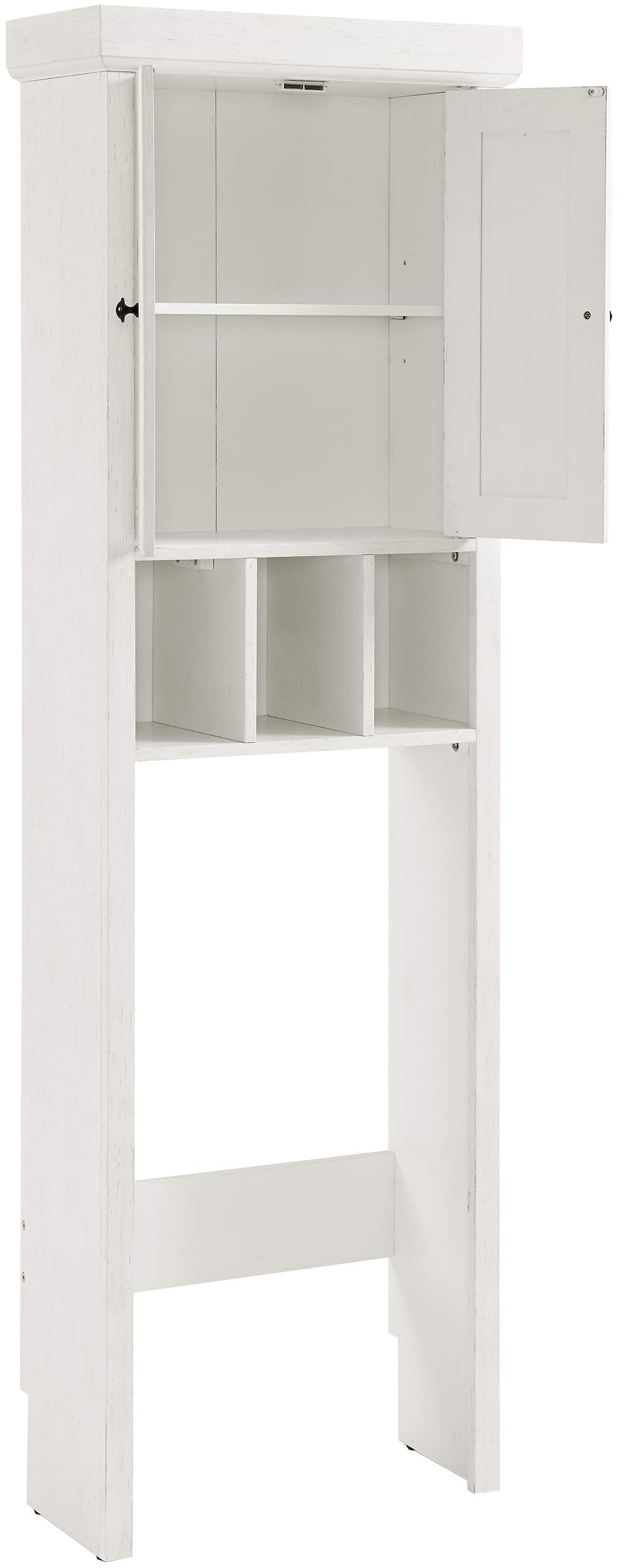 Crosley Furniture Seaside Over The Toilet Storage Cabinet and Bathroom Organizer with Shelves, Distressed White