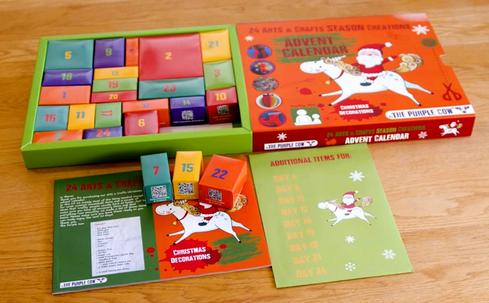 2024 Christmas Countdown Advent Calendar. Beautiful Diy Arts & Crafts Ornaments & Decorations Handmade By Your Kids. 24 Days, Al