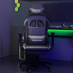 vidaXL Massage Gaming Chair for Adult, Reclining Computer Chair with Footrest and Headrest, Height Adjustable Office Chair with 360°-Swivel Castors, Black Faux Leather