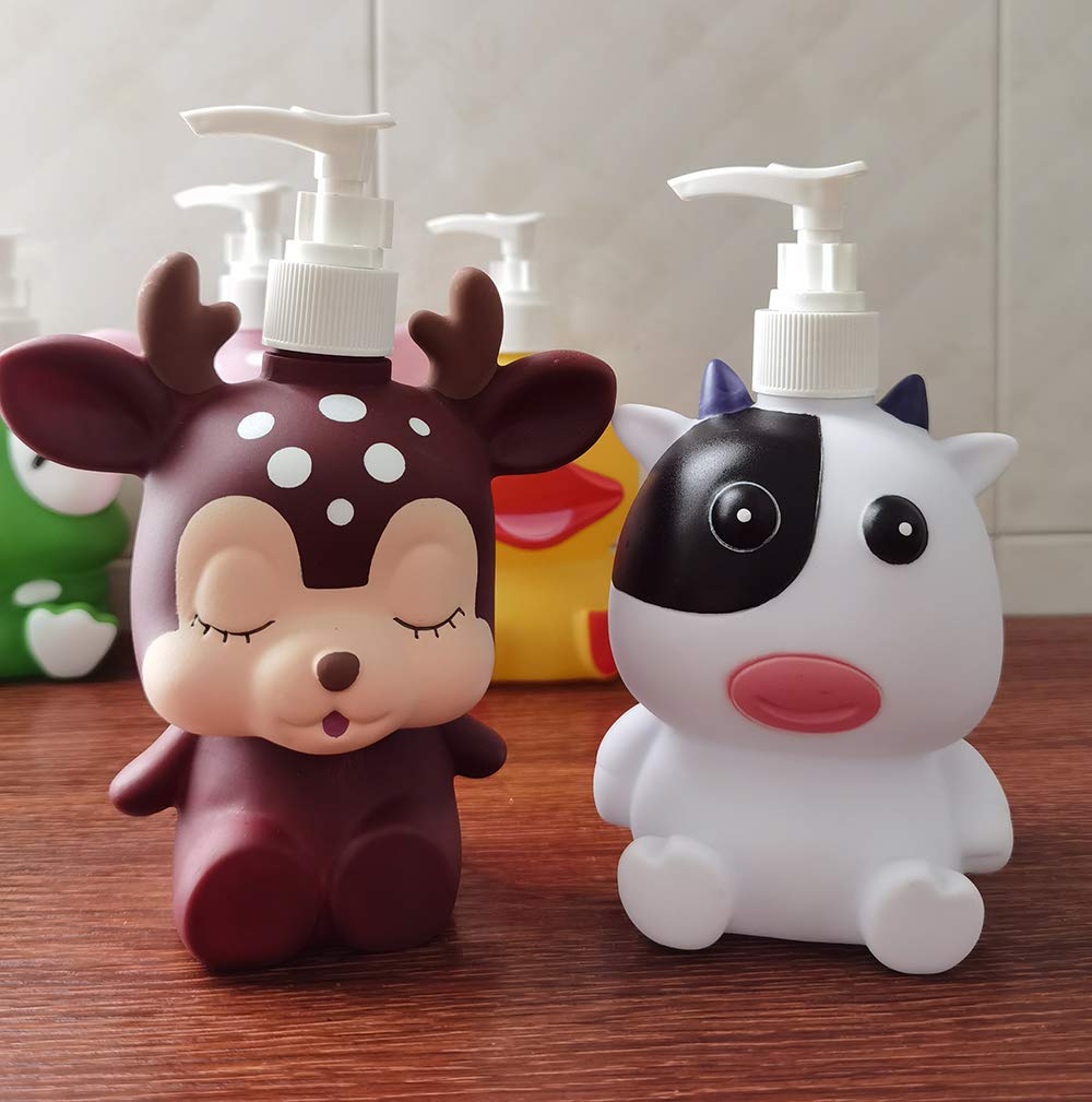 Hyever Frog Cow Cute Cartoon Animal Hand Soap Pump Lotion, Hand Soap, Shampoo, Shower Gel Dispenser, Suitable For Bathrooms, Kit