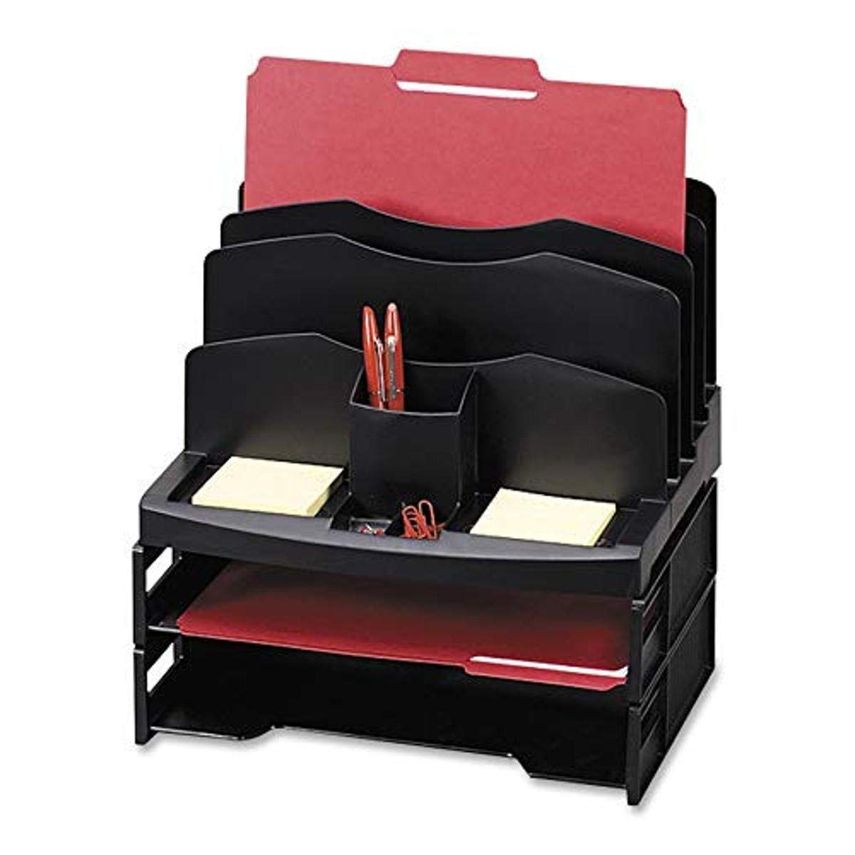Sparco 26372 Organizer, w/2 Letter Trays, 9 Comp,13-1/8-Inch x9-7/8-Inch x14-Inch , BK
