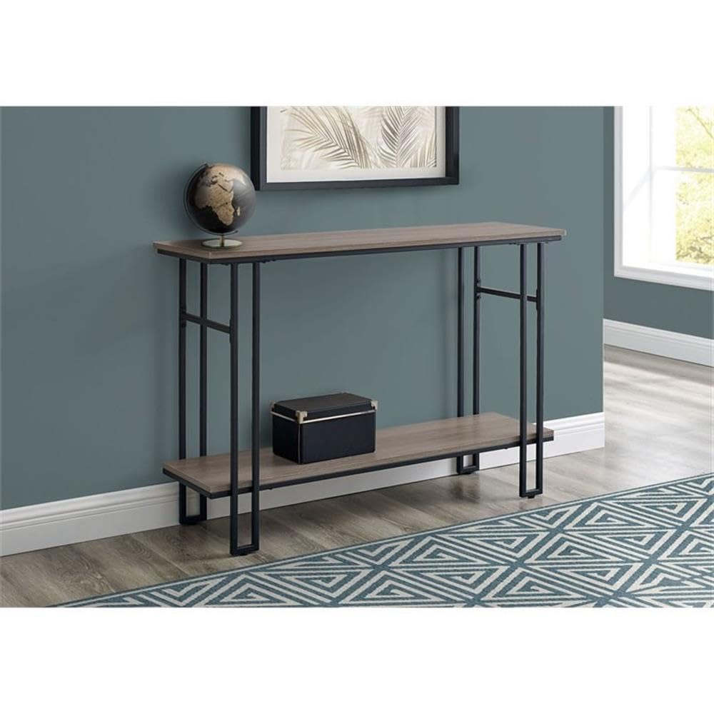 Monarch Specialties 3577 Accent Table, Console, Entryway, Narrow, Sofa, Living Room, Bedroom, Metal, Laminate, Brown, Black, Contemporary, Modern Table-48 Hall, 47.25&quot;L X 13.75&quot;W X 32&quot;H, Dark Taupe
