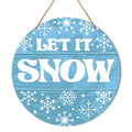 Muktoujaumai Hello Winter Sign Front Door Decor, Christmas Round Hanging Sign Decor Rustic Snowflake Xmas Holiday Wall Decoratio