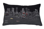 HomeRoots Grey 24' Black Fort Worth Nighttime Skyline Lumbar Decorative Pillow