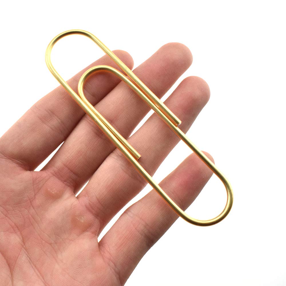 Hahiyo Paperclips 4 Inch (100Mm) Extra Large Paper Clips Sturdy Bright Gold Vinyl Coated Prevent Scratching Tearing The Pages Fo