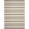 SAFAVIEH Courtyard Collection Area Rug - 6'7'' x 9'6'', Grey & Bone, Stripe Design, Non-Shedding & Easy Care, Indoor/Outdoor & W