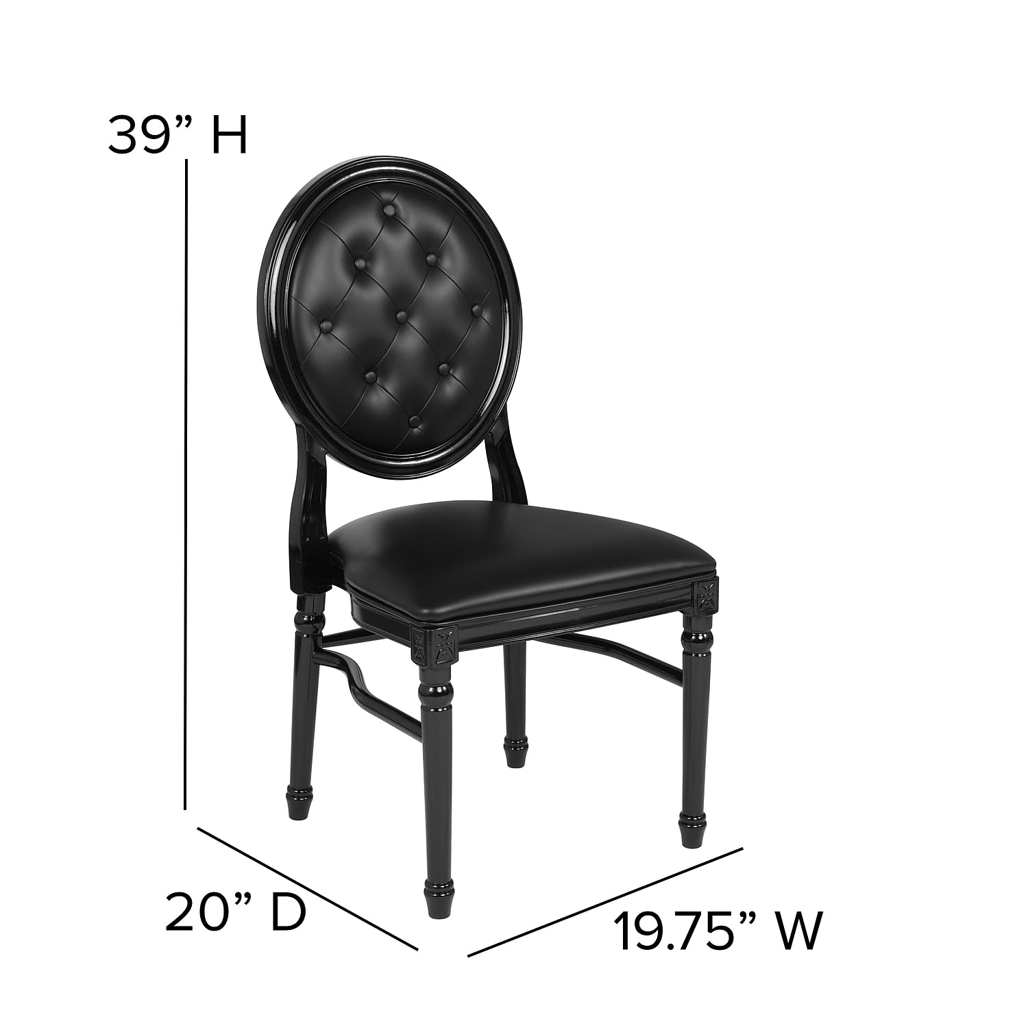 Flash Furniture Hercules Series 900 Lb. Capacity King Louis Chair With Tufted Back, Black Vinyl Seat And Black Frame