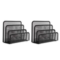 Wishacc Folder Holder Desk, 2 Pack Mail Organizer Letter Holder For Desk Metal Mesh With 3 Vertical Upright Compartments