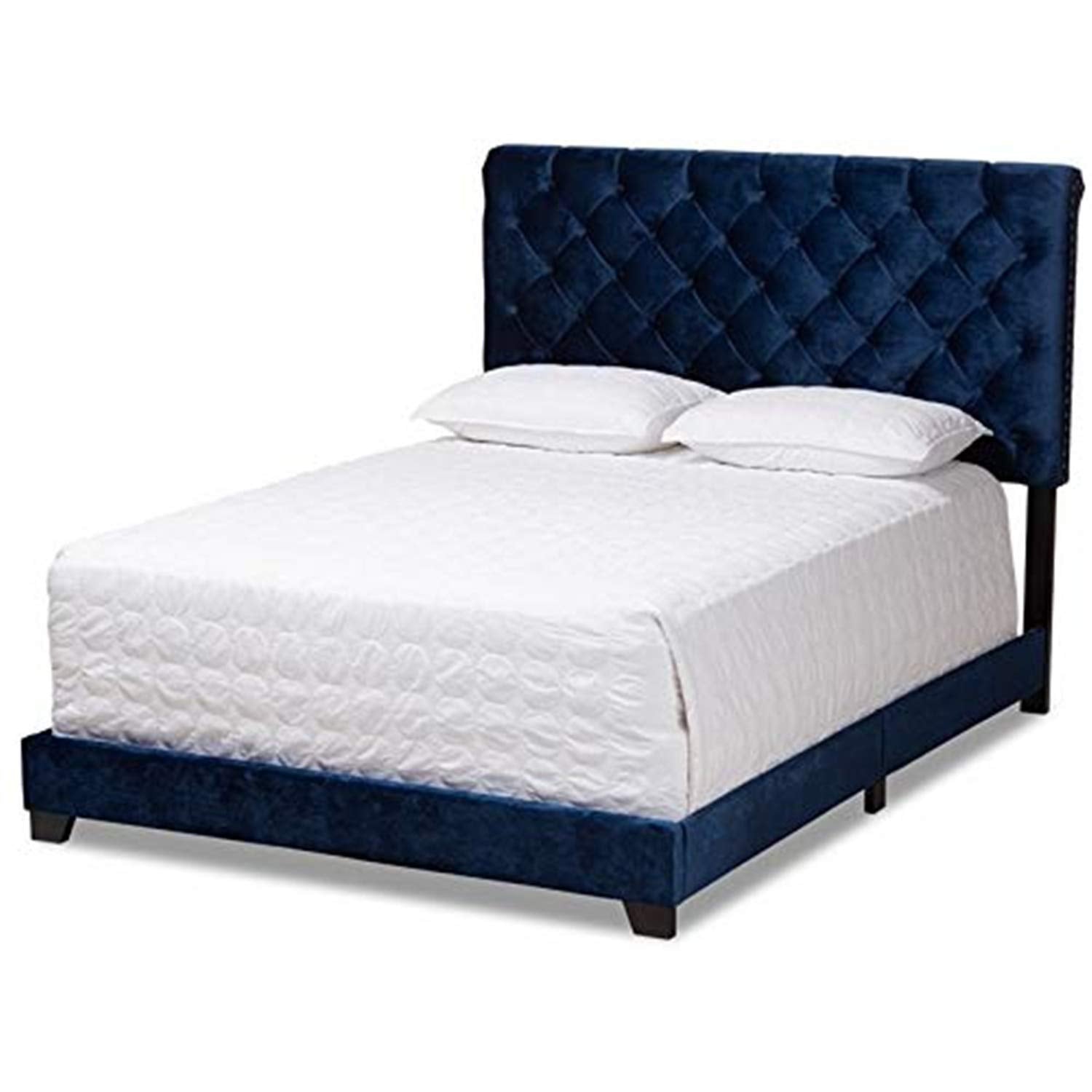 Baxton Studio Candace Luxe and Glamour Navy Velvet Upholstered Full Size Bed