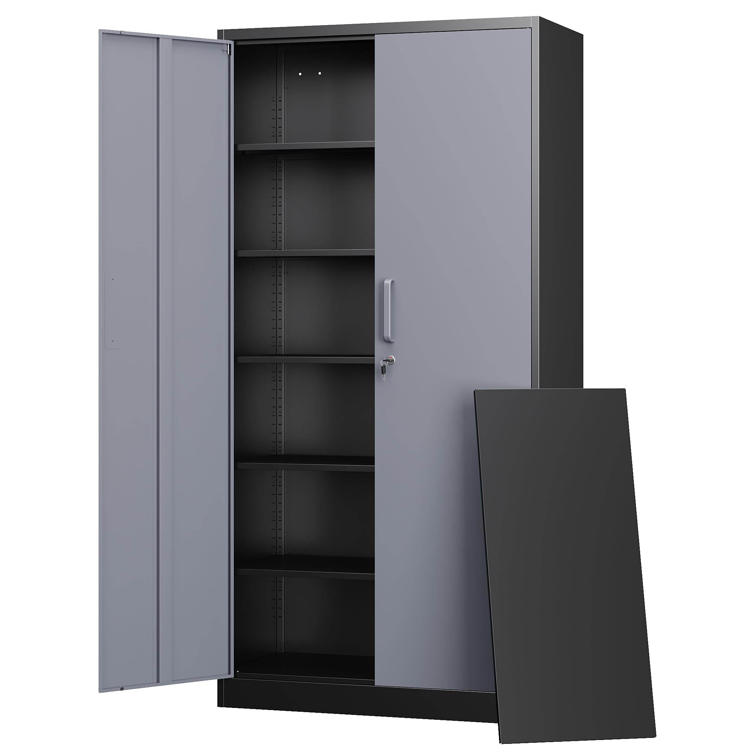 Letaya Metal Storage Cabinets With Lock Door And 5 Adjustable Shelves, Steel Garage Tool Organization Cabinets For Home,Utility