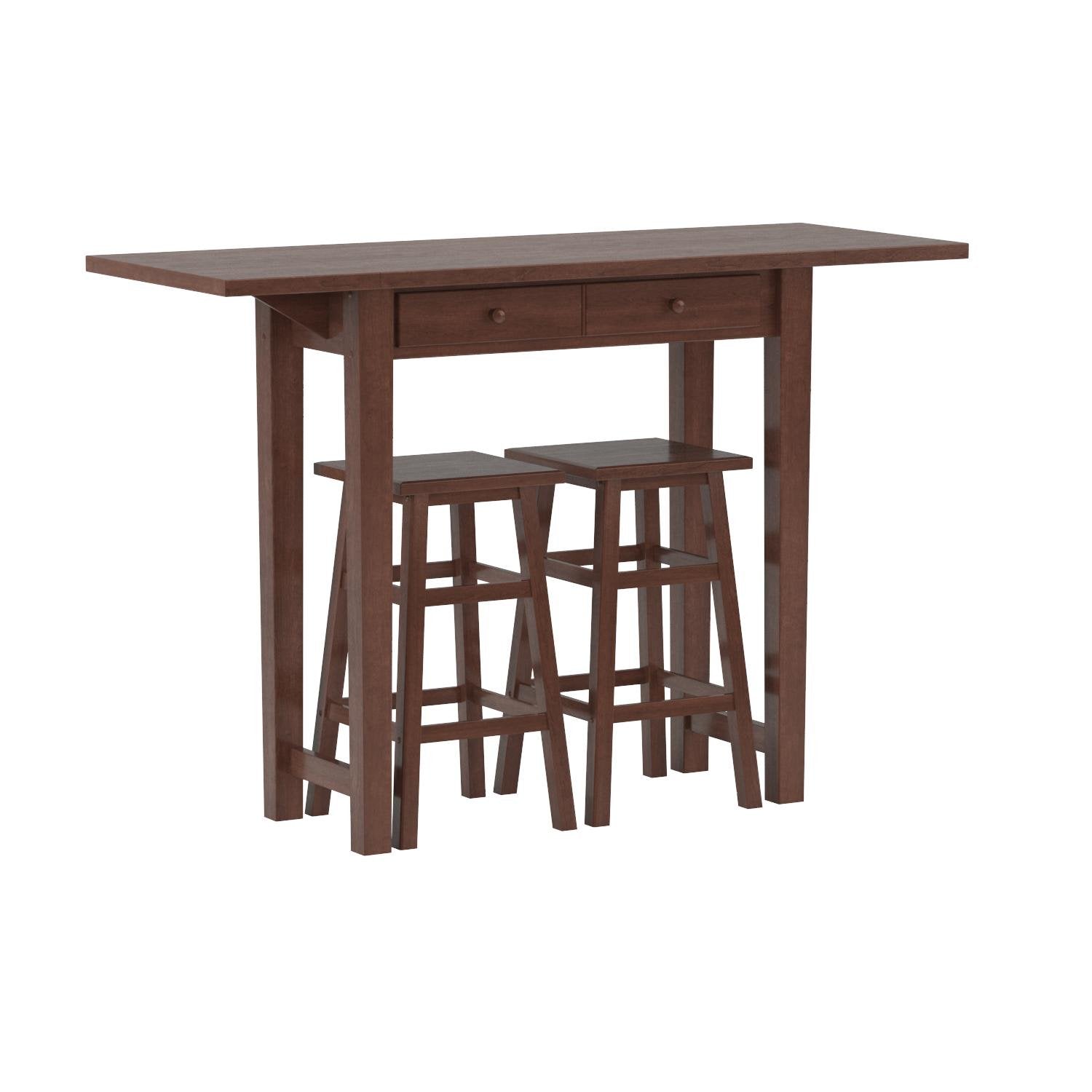 Winsome Mercer 33.86 x 49.76 x 18.48-Inch Wood Double Drop Leaf Table With 2 Stool, Cappuccino (40338)