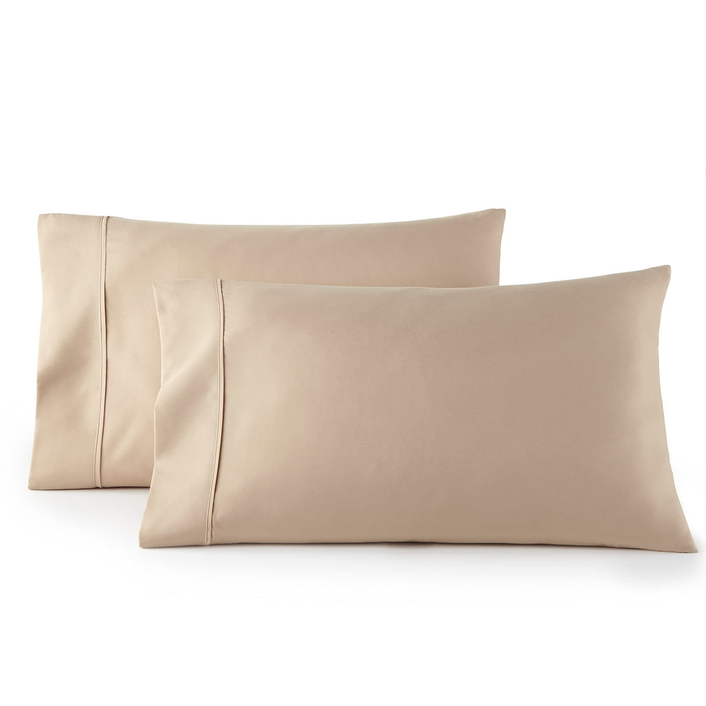 Hc Collection King Pillow Cases Set Of 2- Microfiber, Extra Soft Pillowcases - Easy Care & Machine Washable - Taupe