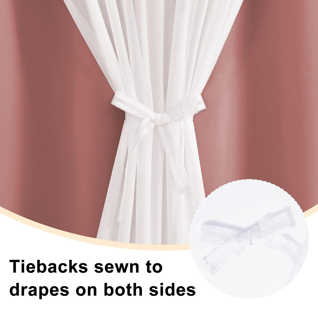 Hiasan Mix & Match Blackout Curtains With Sheer Overlay, Double Layer Thermal Insulated Privacy Grommet Window Curtains For Girl