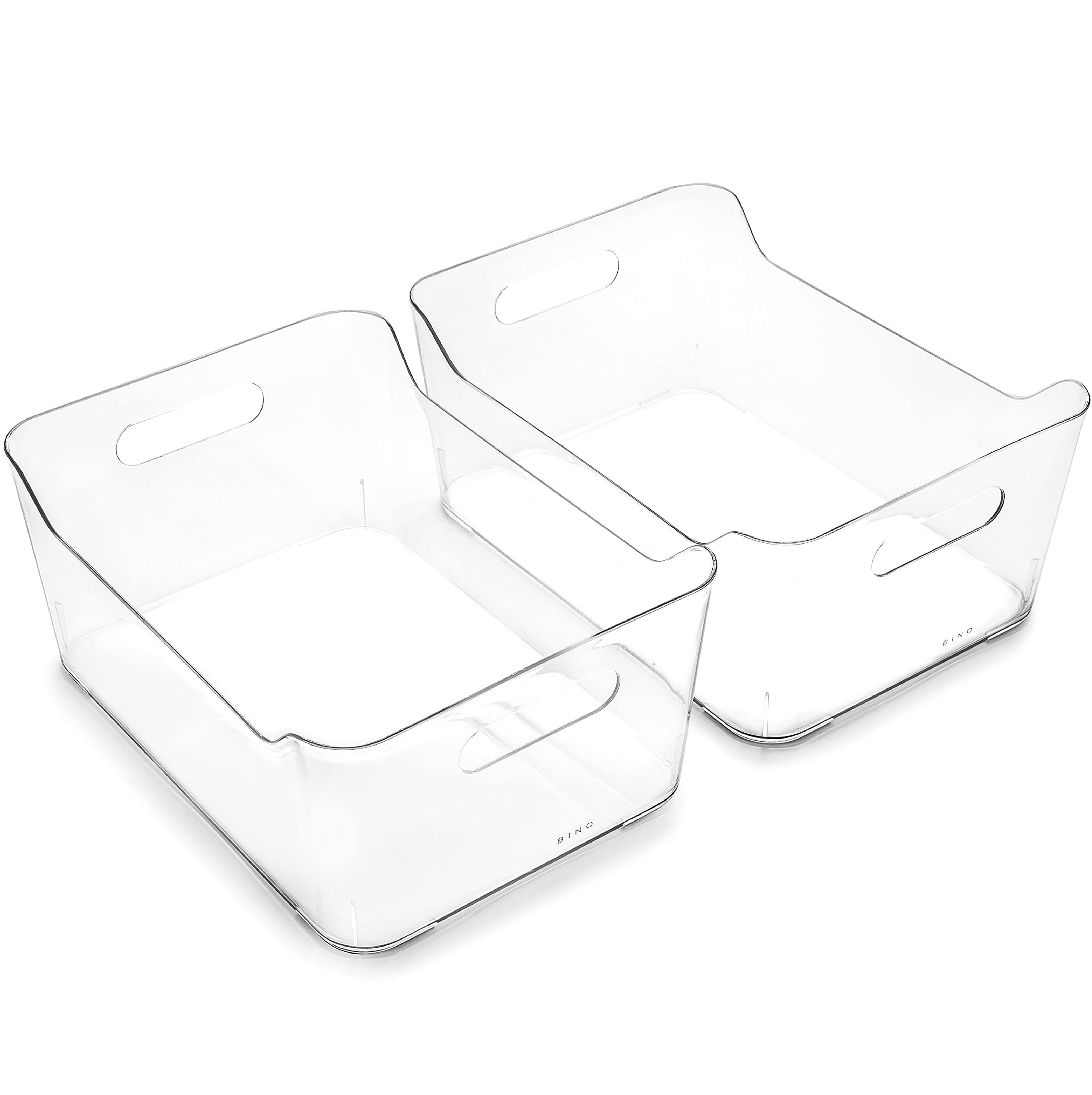 BINO | Plastic Storage Bins, Large  2 Pack, Clear | THE SOHO COLLECTION | Pantry Organizers and Storage Containers Fridge Organ