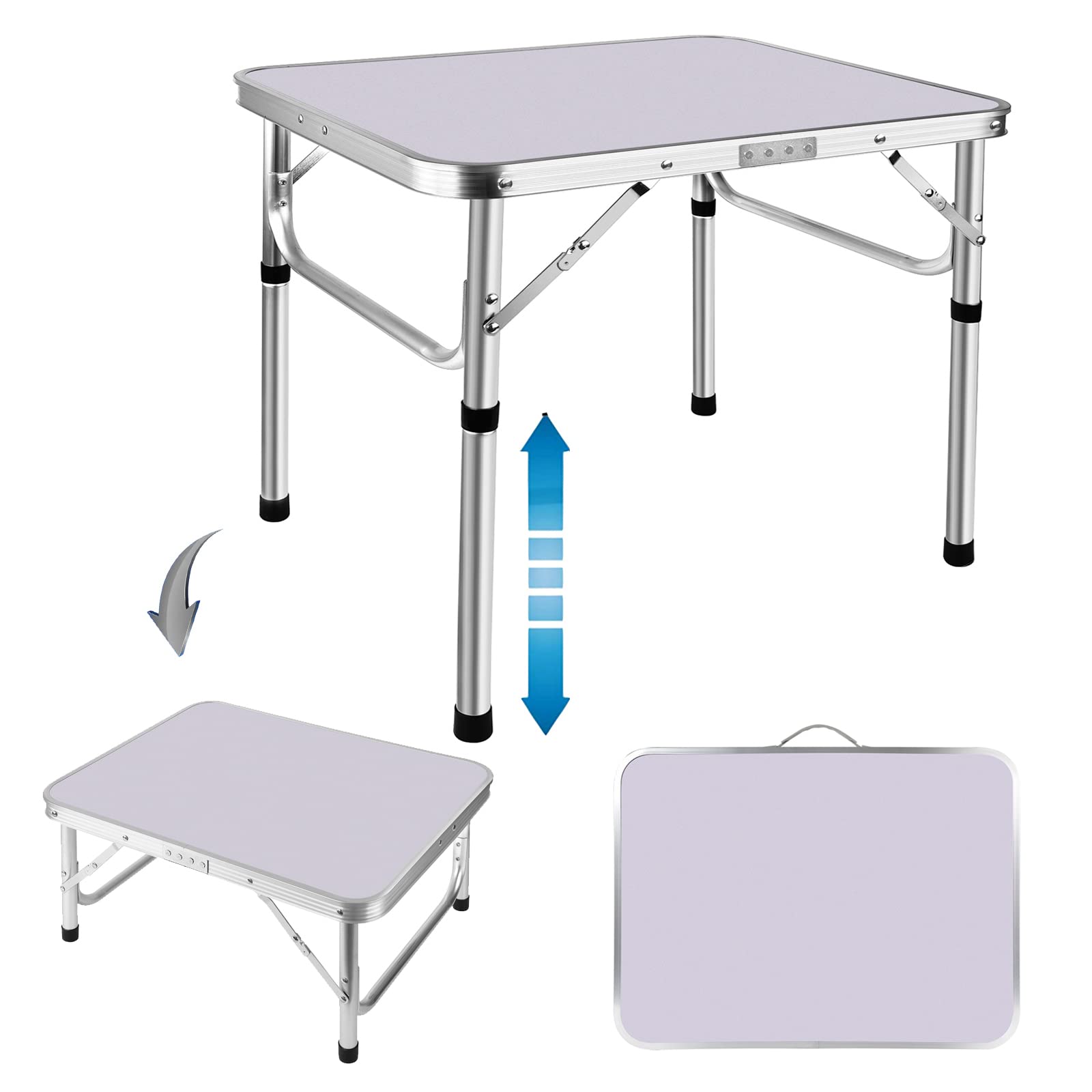 Folding Tables 2Ft Picnic Table With 2 Adjustable Height 10'/22', Fold Up Camping Table Outdoor Bench Dinning Table, Small Bed Table Working From Home Sofa Study Table, Lightweight Eeasy To Store