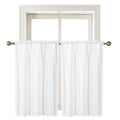 Home Queen White Waffle Bathroom Window Curtains, Water Repellent Rod Pocket Kitchen Drapes For Small Window, 2 Panels, 24 W X 4
