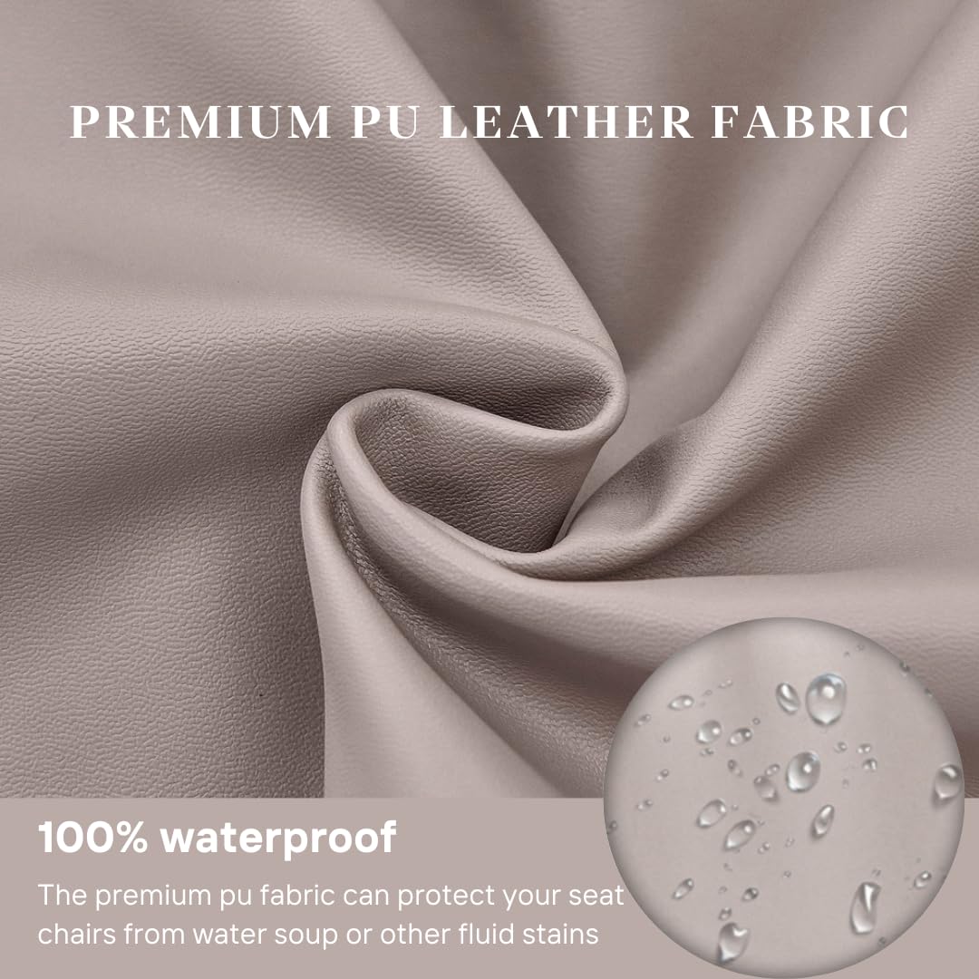 Searchi Waterproof Pu Leather Seat Covers For Dining Chairs, 6 Pack Stretch Dining Room Chair Seat Covers, Kitchen Chair Seat Covers Protectors (Taupe)