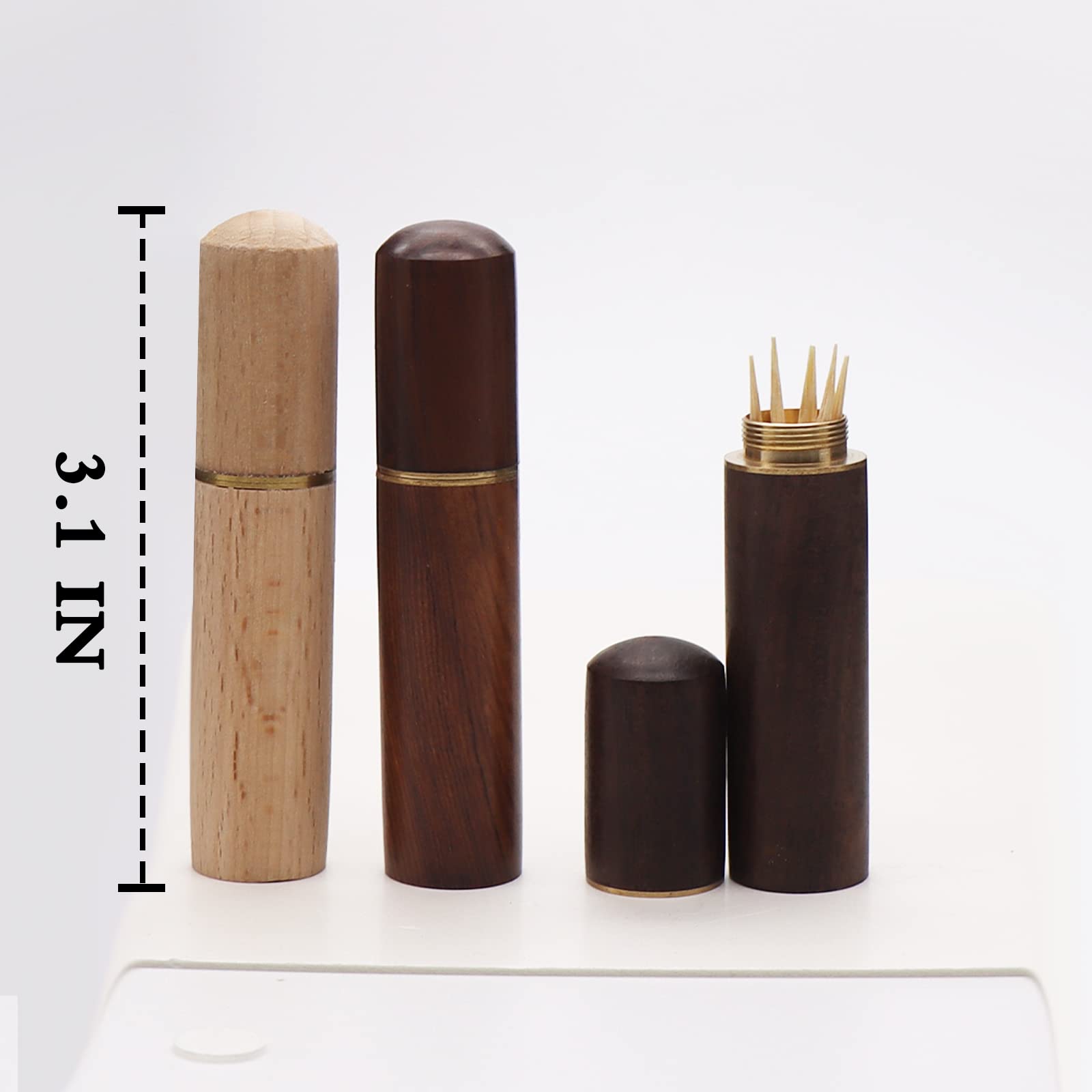 Aten 3 Pack Portable Wood Toothpick Holder | Mini Toothpick Box Pocket | Needle Box Pocket Case(Ebony/ Rosewood/ Beech)