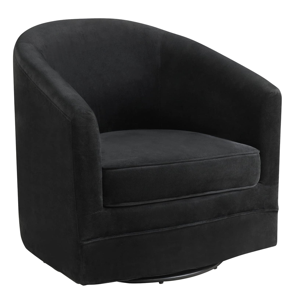 Giantex Swivel Chair For Living Room, No Assembly Classic Accent Chair With 360-Degree Swivel Metal Base, 350Lbs Leisure Single Sofa Club Armchair Chair, Velvet Round Barrel Chair, Black