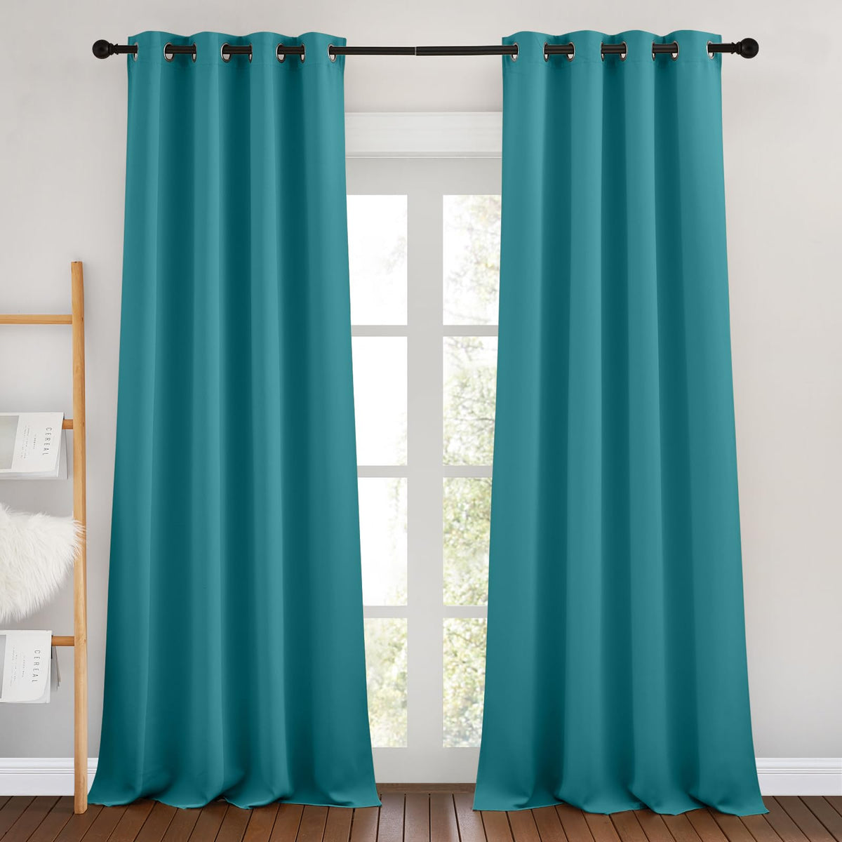 Nicetown Peacock Teal Blackout Curtains & Drapes - Thermal Insulated Grommet Blackout Light Blocking Room Darkening Window Treat