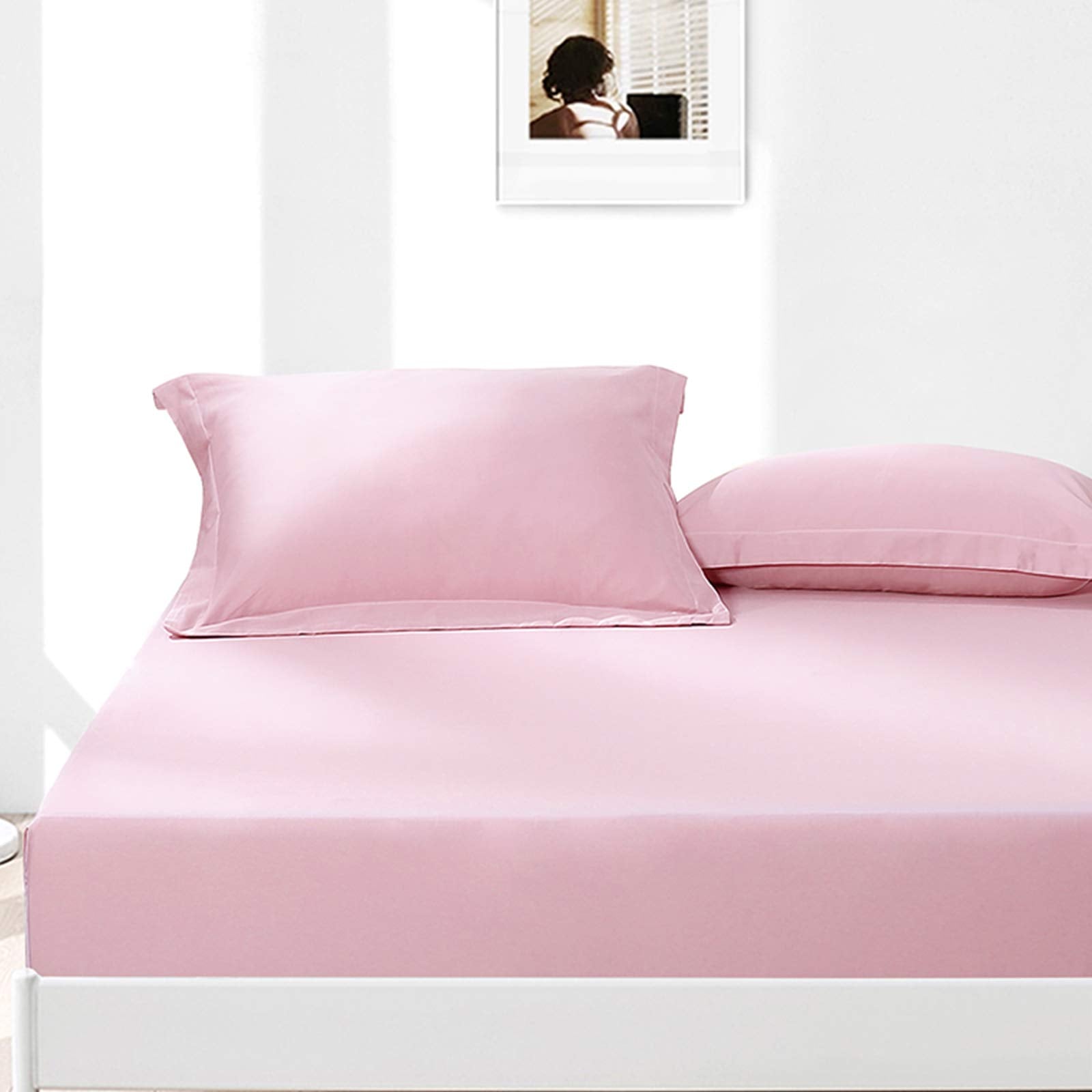 Ntbay 2 Pack 500 Thread Count 100% Egyptian Cotton Standard Pillow Shams, Super Soft And Breathable Oxford Pillowcases For Bed, 20X26 Inches, Pink