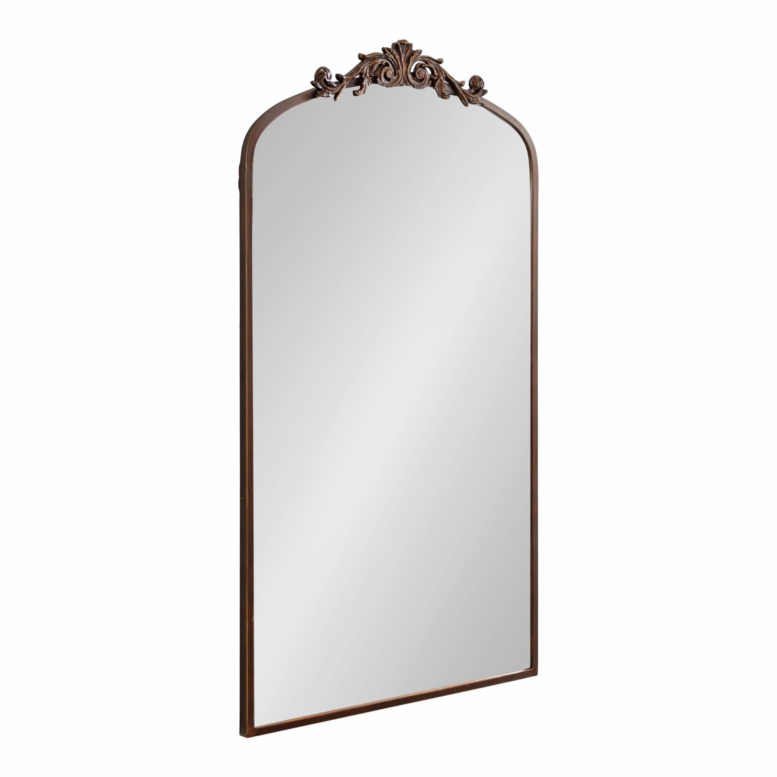 Kate and Laurel Arendahl Glam Arched Tall Panel Mirror, 24 x 42, Bronze, Traditional Baroque Large Body Wall Mirror with Ornate 