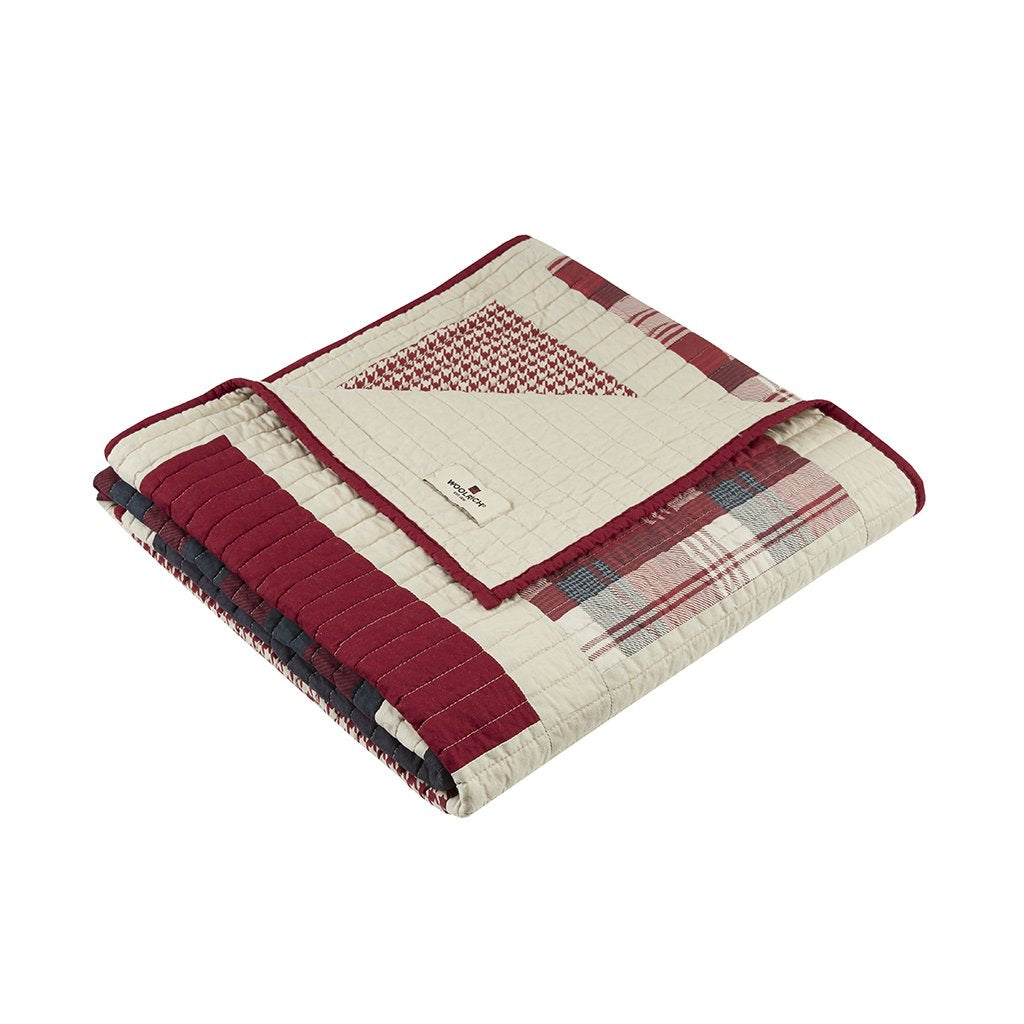 Woolrich Luxury Quilted Throw - Cabin Lifestyle, Patchwork With Moose Design All Season, Lightweight And Breathable Cozy Bedding